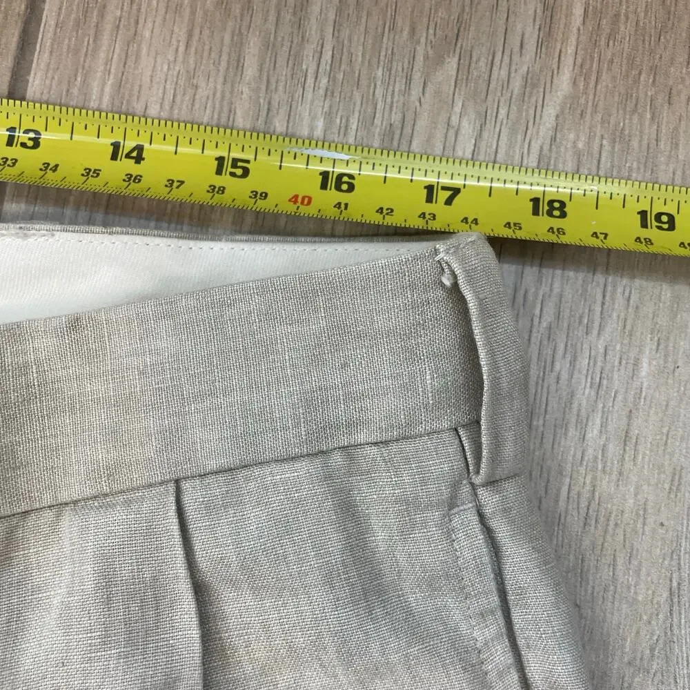Jos A Bank Linen Pants Mens 36x32 Beige Pleated Cuffed Dress Trousers 100 Linen
